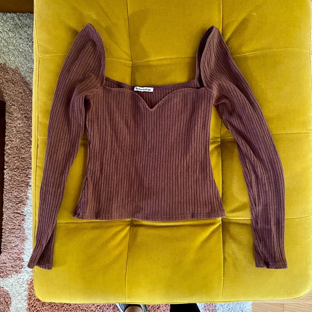 Reformation Ribbed Knit Top Size Small